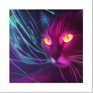 Neon Cat Posters and Art